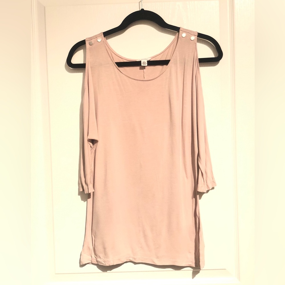 Calvin Klein Cold Shoulder Shirt in Blush Color
